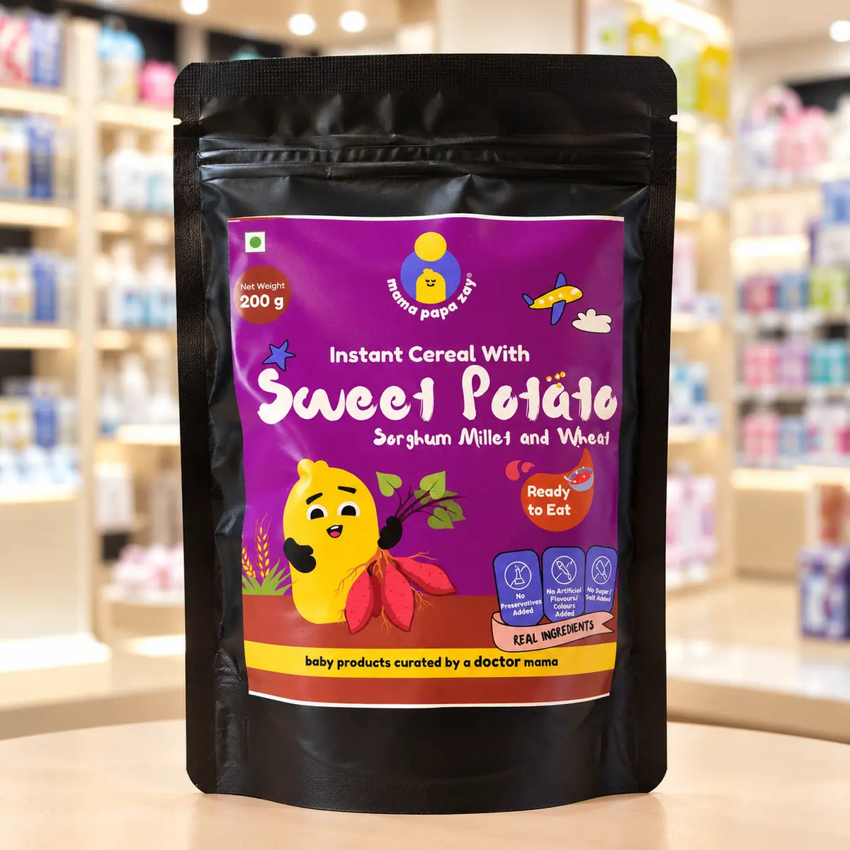 MamaPapaZay Instant Baby Cereal with Sweet Potato, Sorghum Millet & Wheat, 200 g | Ready-to-Eat Baby Food