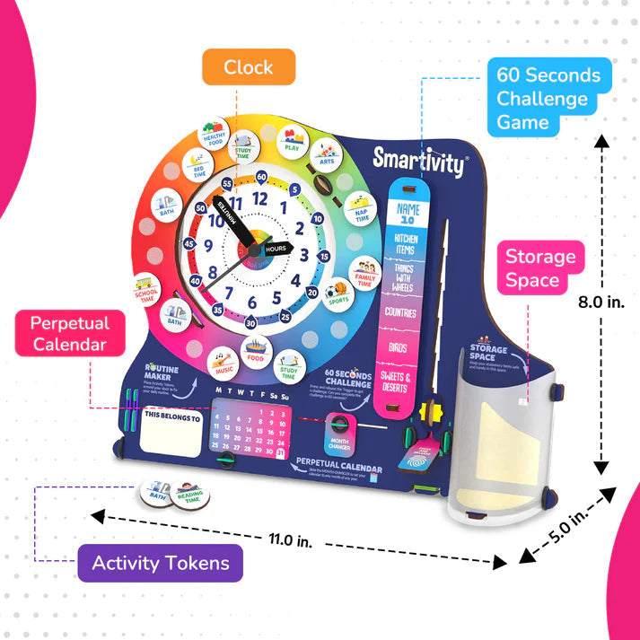Smartivity DIY Interactive Clock with Stationary Organiser for Kids,Features an Infinity Calendar,Educational Toy (6-12 Years+)