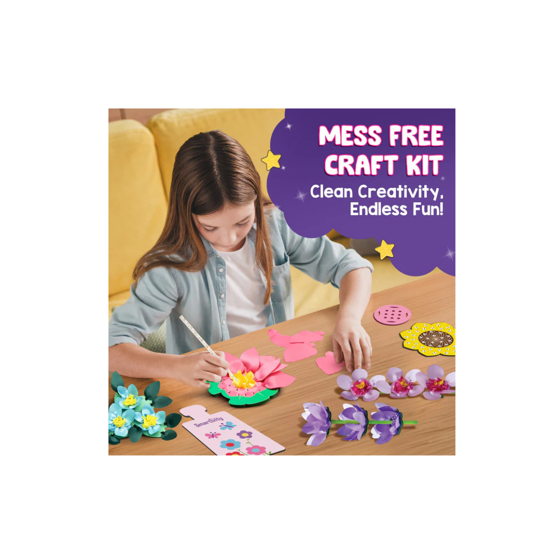 Smartivity Poke Art Flower Making Kit for Kids, Art & Craft Kit,Create 8 Beautiful Flowers with Pot,DIY Fun Activity Kit (4-10 Years)