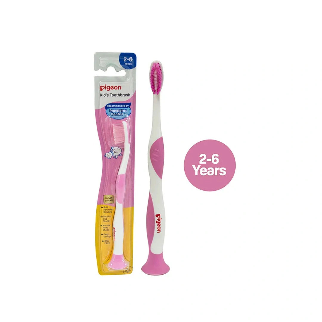 Pigeon Kids Toothbrush with free Tooothpaste, Soft Rounded Bristles Baby & Kids Toothbrush with Easy-Grip Handle, BPA-Free Child-Safe Material, Gentle Oral Care Toothbrush for Toddlers & Growing Kids (2 Years+)