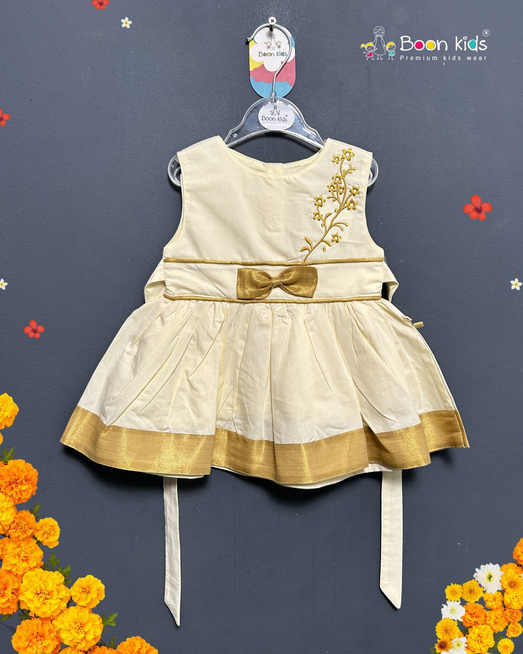 Boon Kids Girls Floral Embroidered Festive Dress For Kids