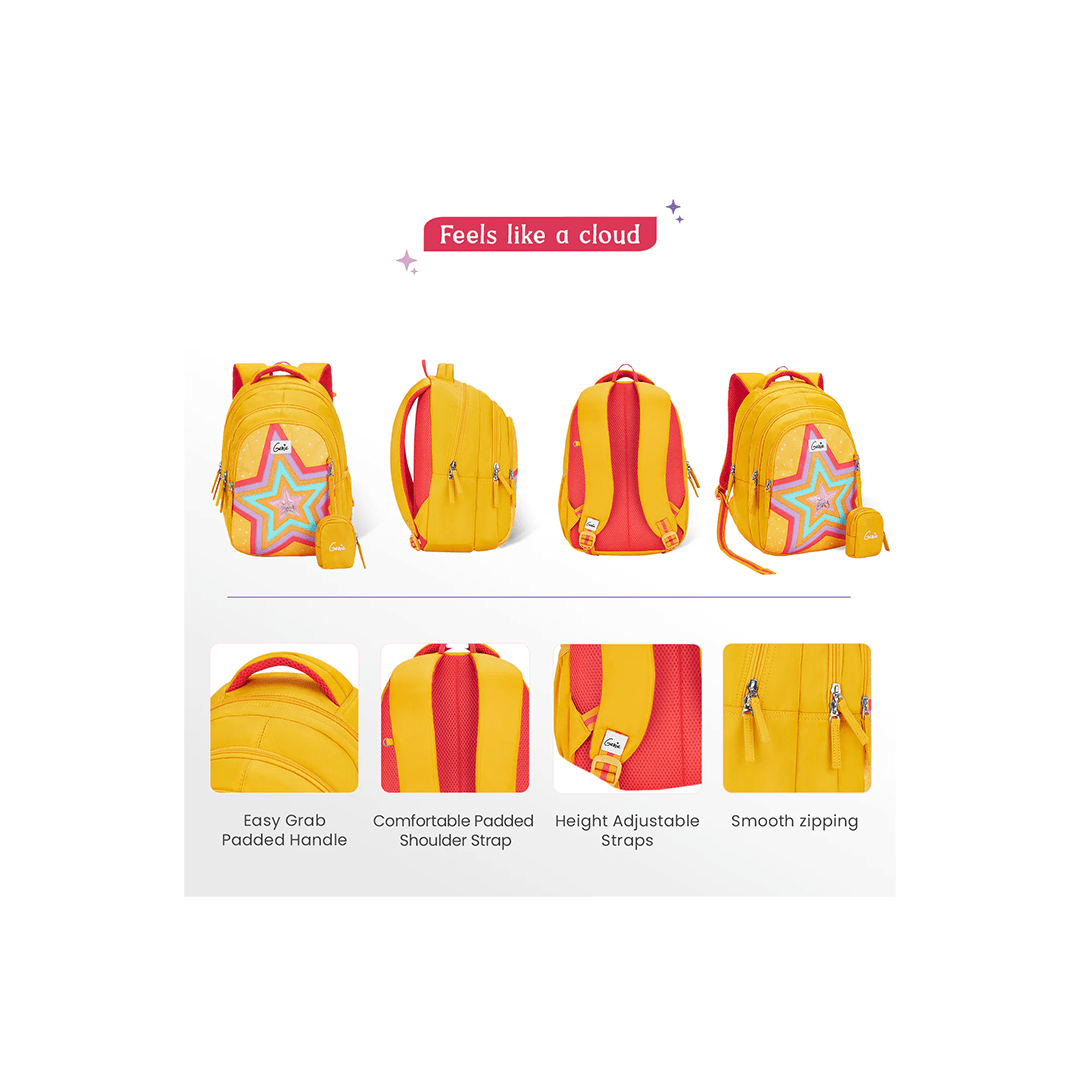 Genie Toys Genie Popstar Small Backpack for Kids,15 In-20 Ltr with Three Compartments,Side Pockets and Light Weight with Padded Shoulders