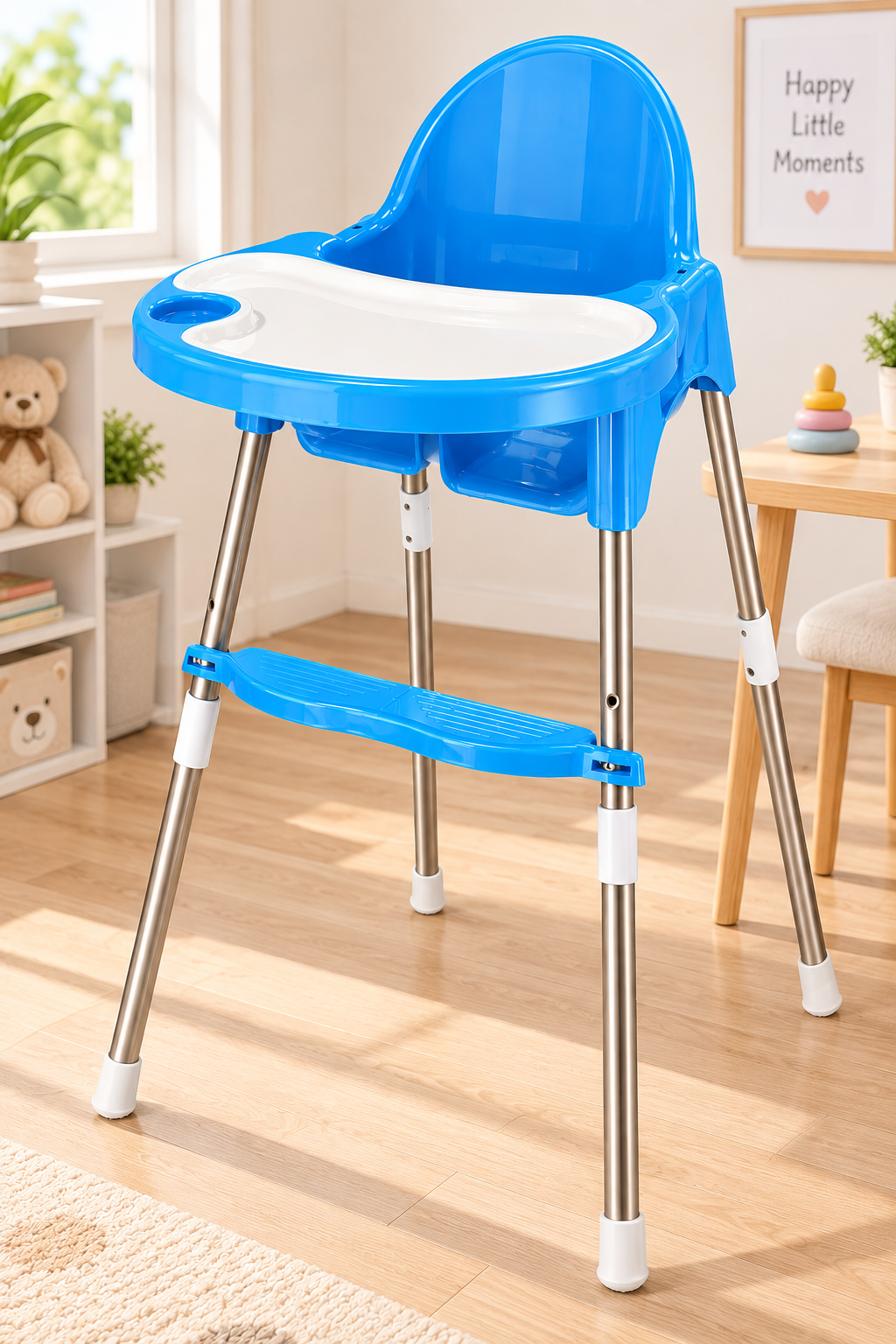 Star Baby High Chair with Tray & Footrest For New Born Babies Safety (6 Months-3 Years) Color as Per Available