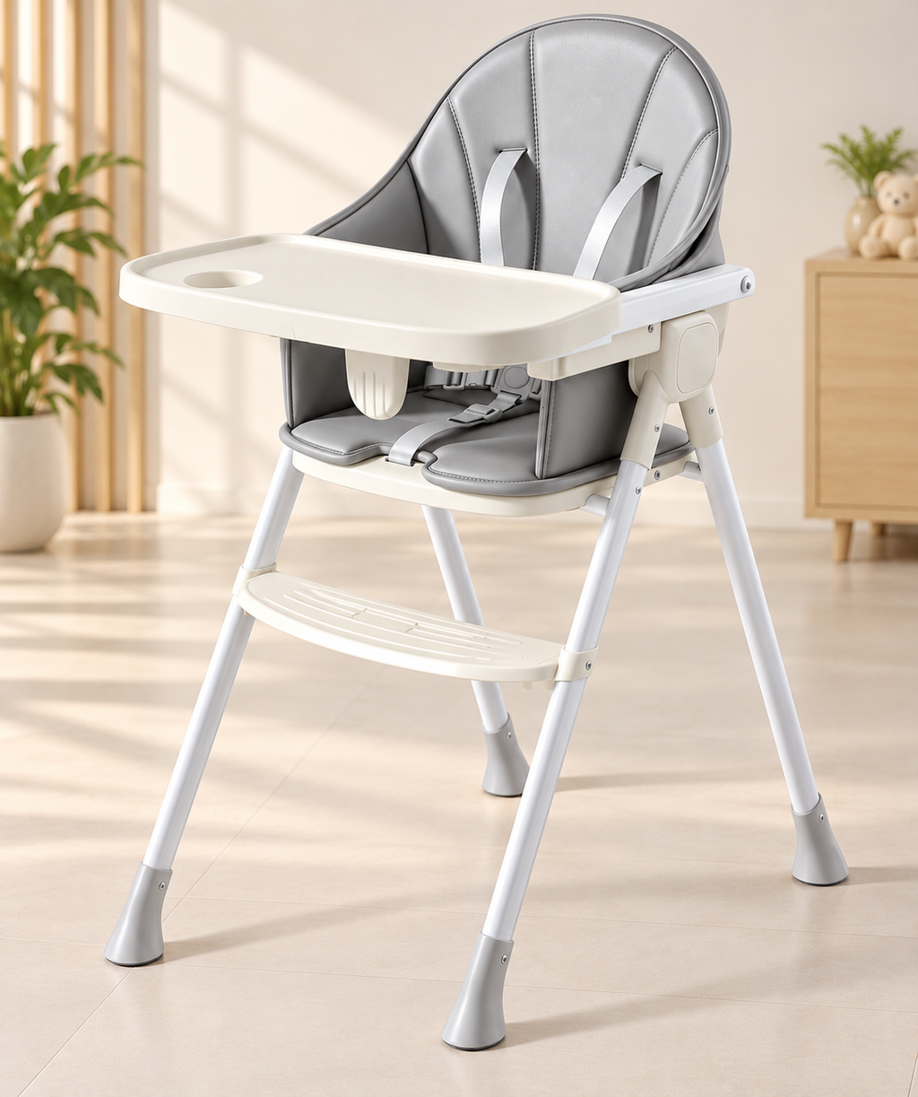 Baybee Kids High Chair with Padded Seat Removable Feeding Tray, Cup Holder & Footrest (6 Months+)
