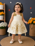 Boon Kids Girls Floral Print Bow Strap Flared Dress (1-5 Years)