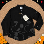 Boon Kids Boys Premium Navy Blue & Black Printed Ethnic Kurta (1-5 Years)