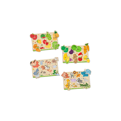 Little Berry Toys Little Berry My First Wooden Knob and Peg Puzzle Tray Set of 4 Multicolour - 2 Years+