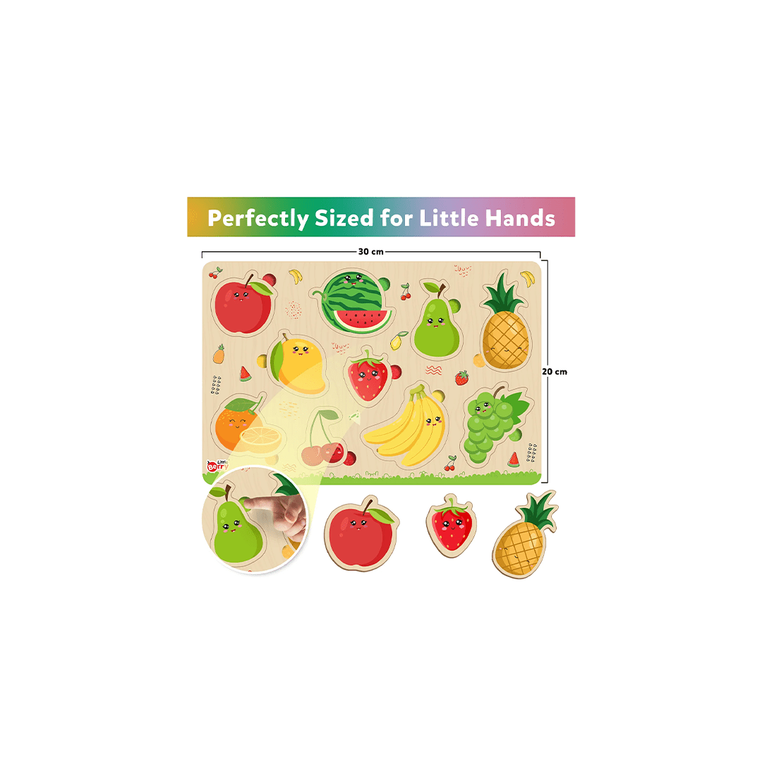 Little Berry Toys Little Berry My First Wooden Knob and Peg Puzzle Tray Set of 4 Multicolour - 2 Years+