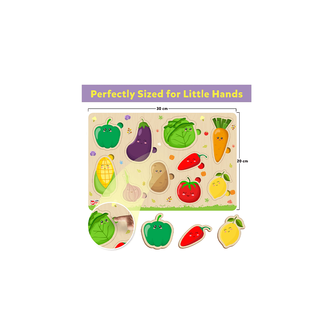 Little Berry Toys Little Berry Vegetable Wooden Puzzle Tray Knob and Peg Puzzle Multicolour (2 Years+)