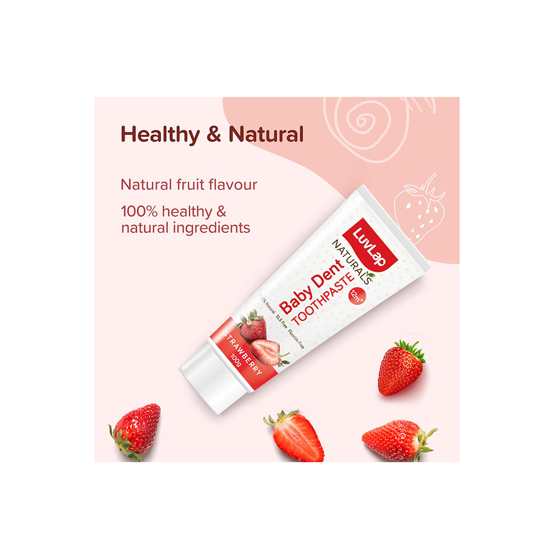 LuvLap Baby Care Luvlap 100% Natural Baby Toothpaste 100G,Strawberry Flavor For Kids