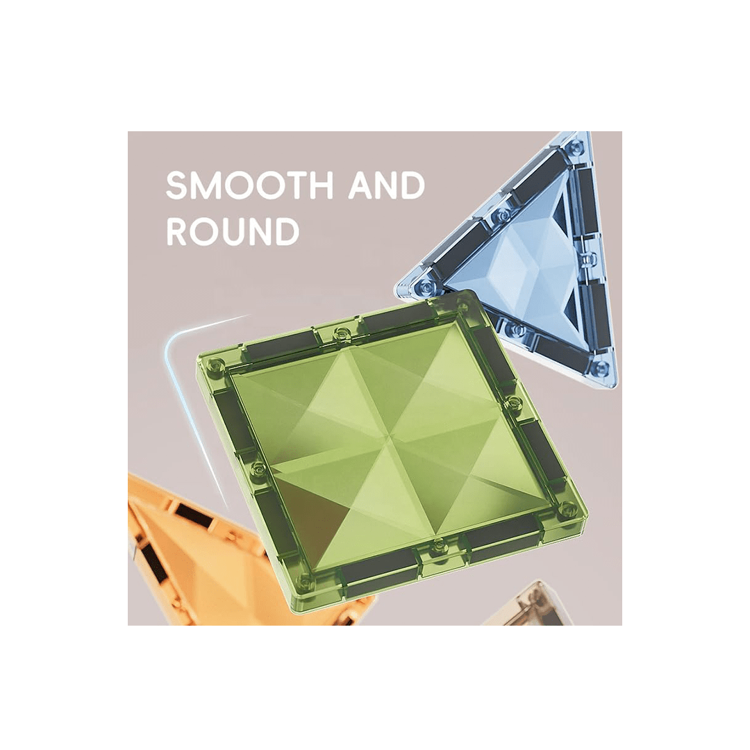 Happy Hues Toys HAPPY HUES Light Magnetic Tiles- (87 Pcs Magnetic Tiles) (3-7 Years)