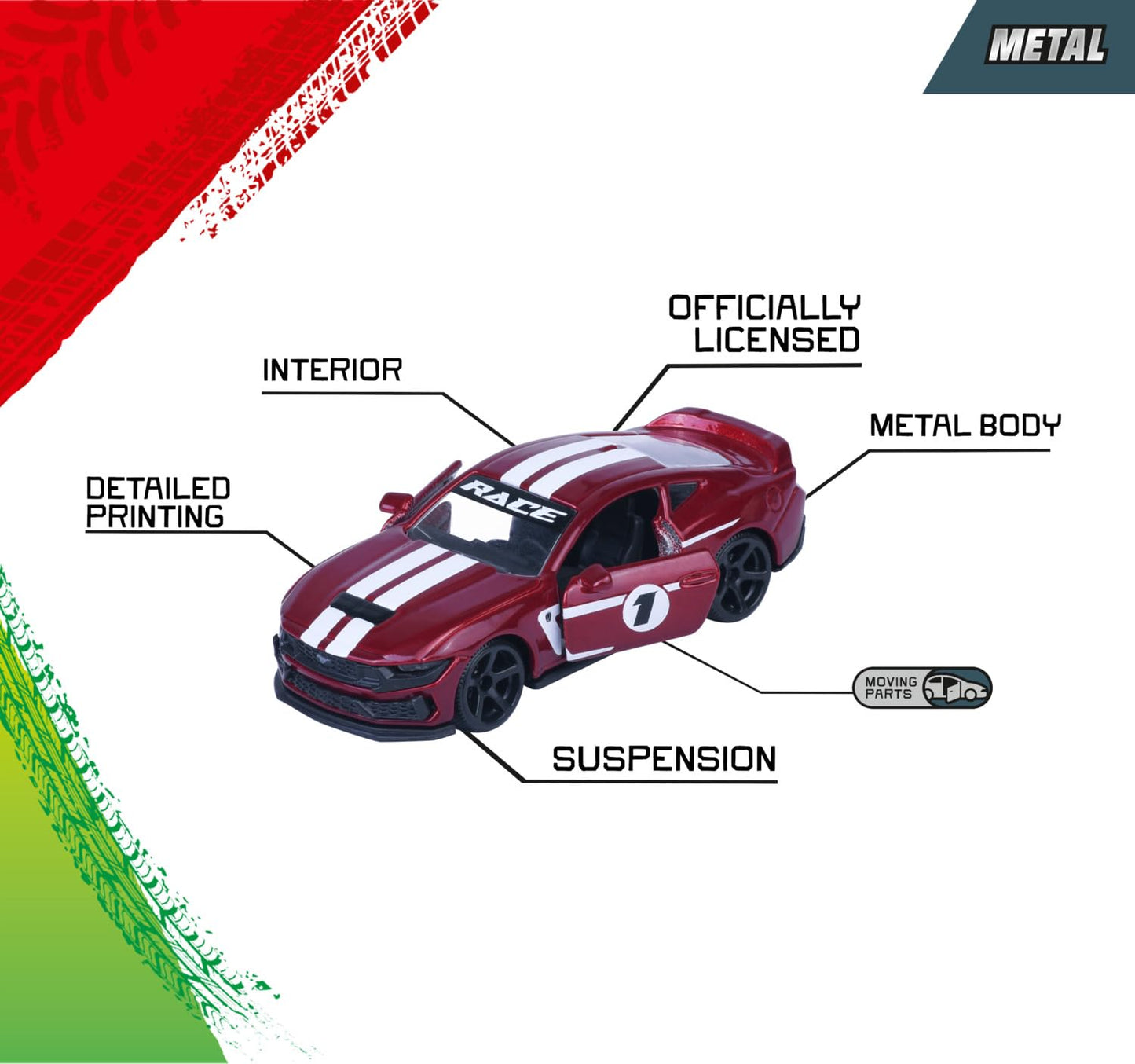 Majorette Premium Racing Car – Die-Cast Metal Toy Car with Freewheel & Suspension (7.5 cm, Random 1 of 12 Models)