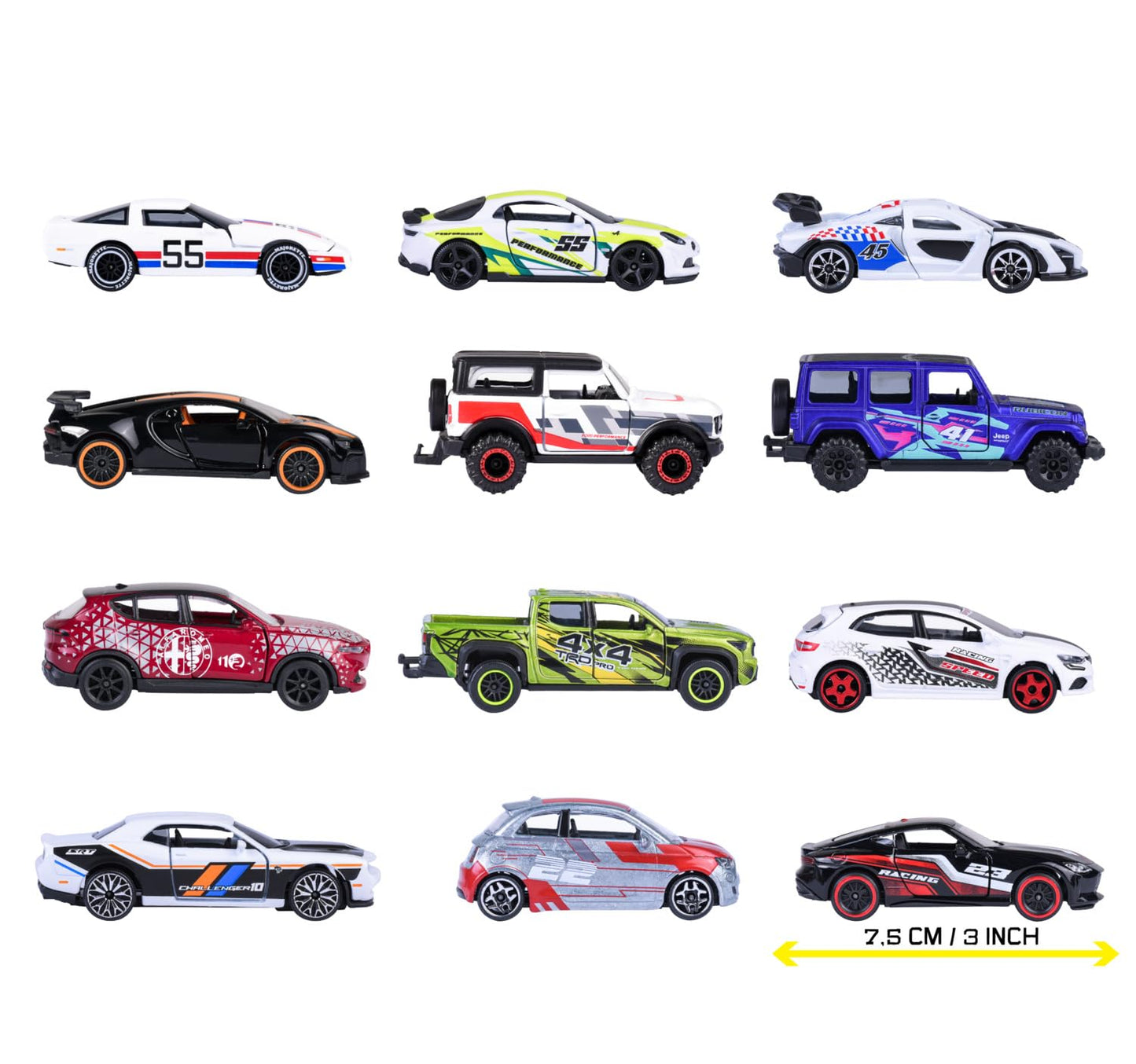 Majorette Premium Racing Car – Die-Cast Metal Toy Car with Freewheel & Suspension (7.5 cm, Random 1 of 12 Models)