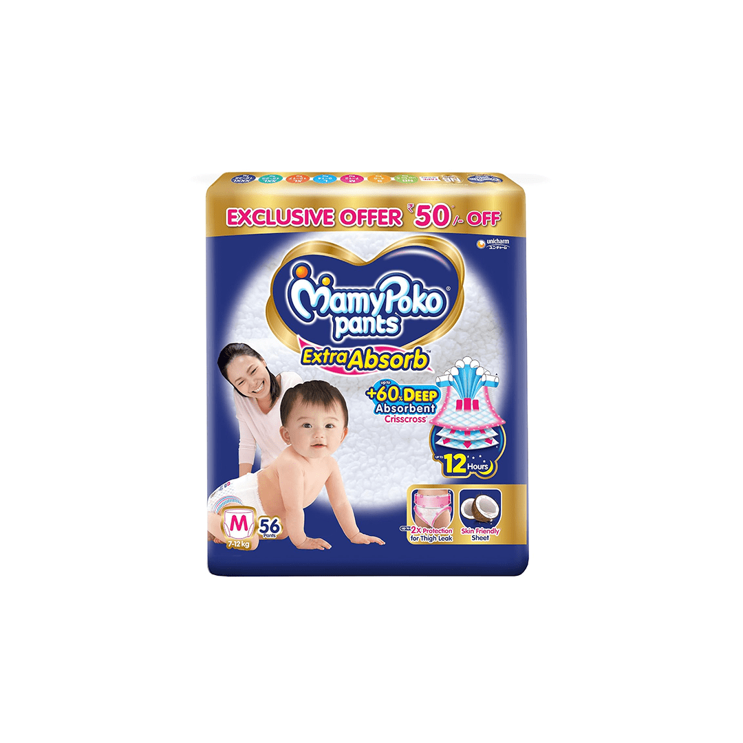 MamyPoko Pants Baby Care MamyPoko Pants Extra Absorb Baby Diapers, Medium (M)  7-12kg