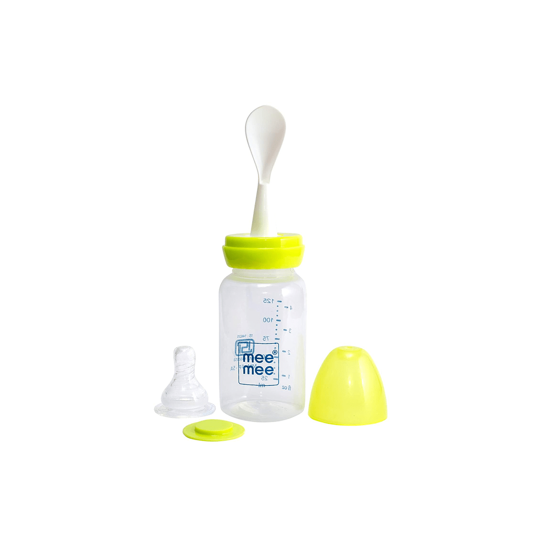 Mee Mee Feeding Products 125 ml Mee Mee Baby Feeding Bottle with Spoon For Kids (3 Months+)