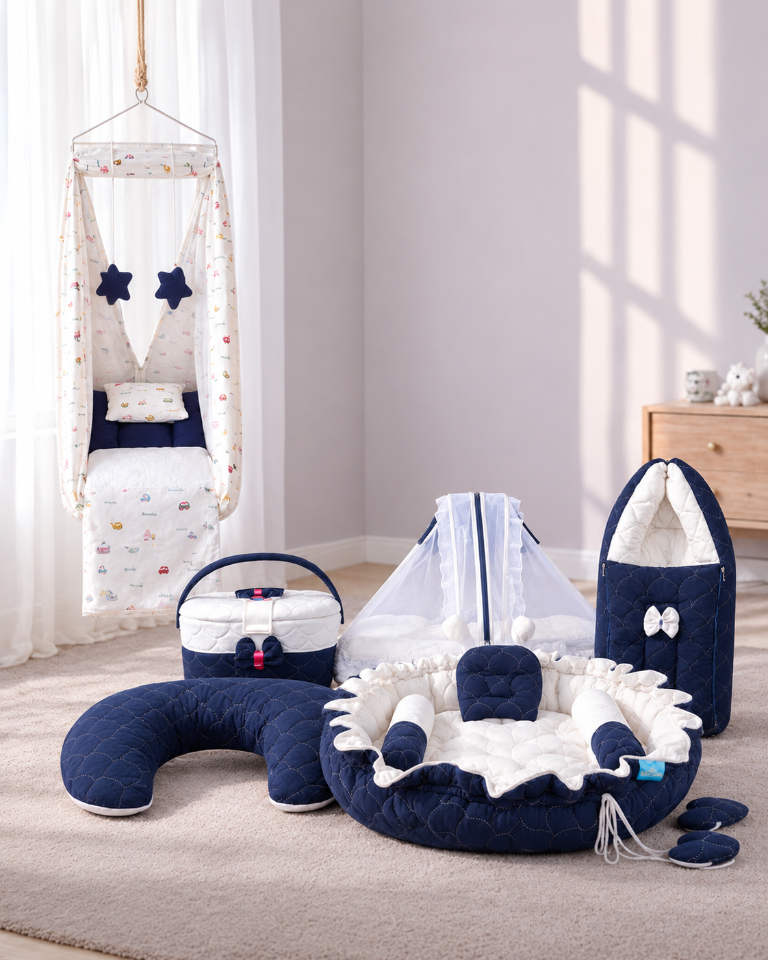 Mogo Cozy Baby Bed Set - 6 Pcs Premium