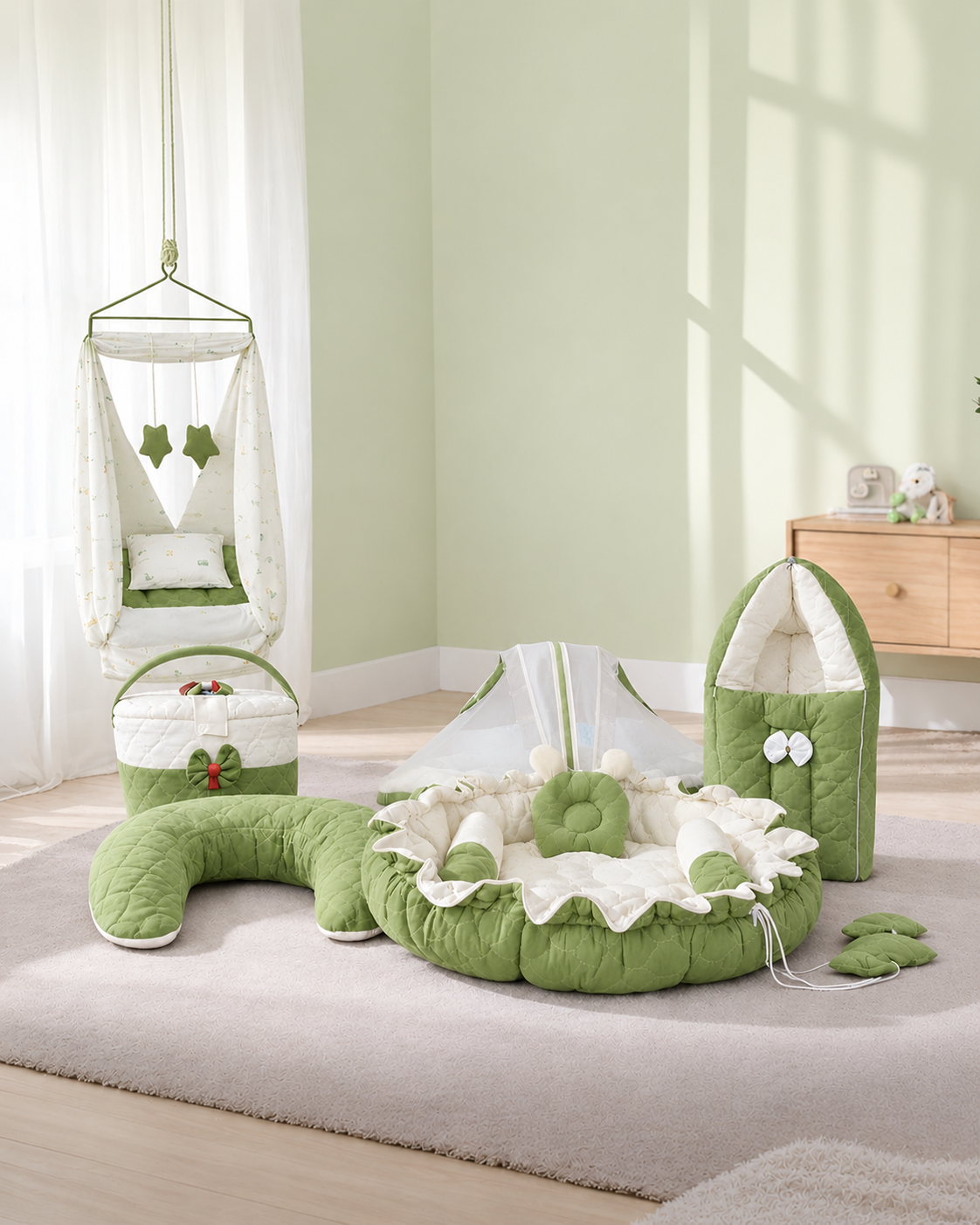 Mogo Cozy Baby Bed Set - 6 Pcs Premium