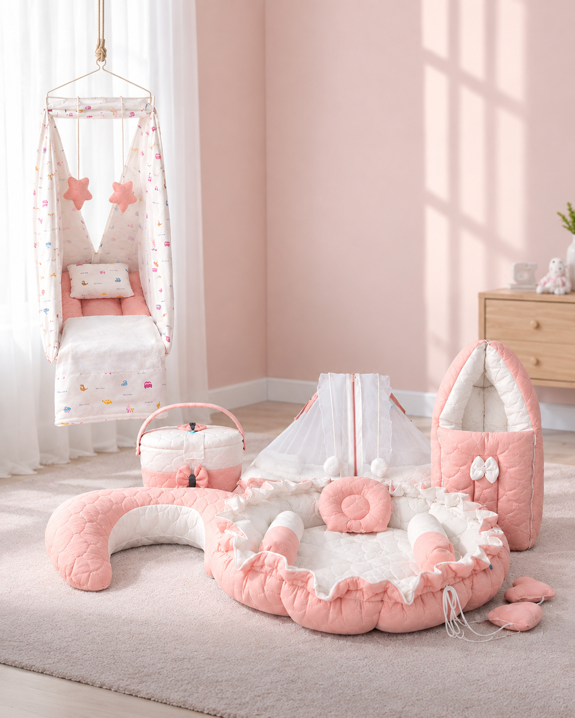 Mogo Cozy Baby Bed Set - 6 Pcs Premium