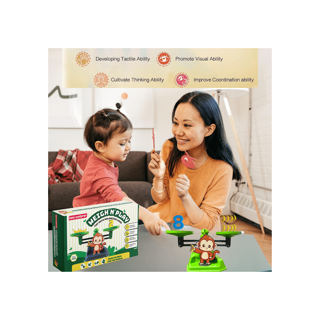 Baan Toys Toys Baan Toys MiniExplorer 2 in 1 Monkey and Banana Balancing Toy for Kids with Educational Math Counting Number Learning Activity Toy Engaging Preschool Game For Kids