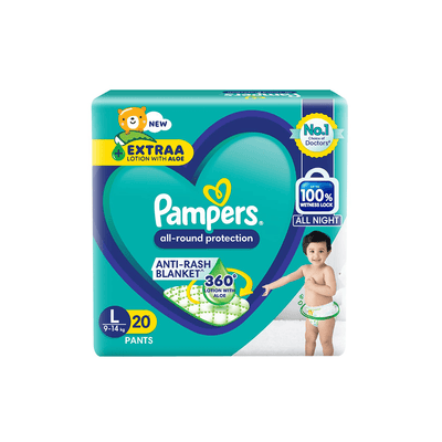 Pampers Baby Care Pampers All round Protection Pants, Large size baby diapers 9-14Kg (L)