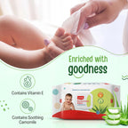 LuvLap Aloe Vera & Chamomile Baby Wipes, 72 Wipes with Lid | Alcohol-Free, Paraben-Free & Vitamin E Enriched