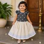 Boon Kids Girls Pattu Pavada & Skirt Set,Traditional Festive Wear (1-5 Years)