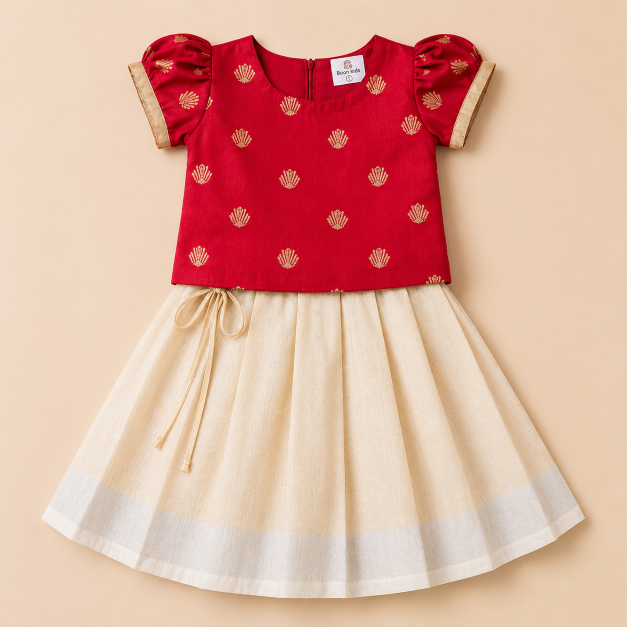 Boon Kids Girls Pattu Pavada & Skirt Set,Traditional Festive Wear (1-5 Years)