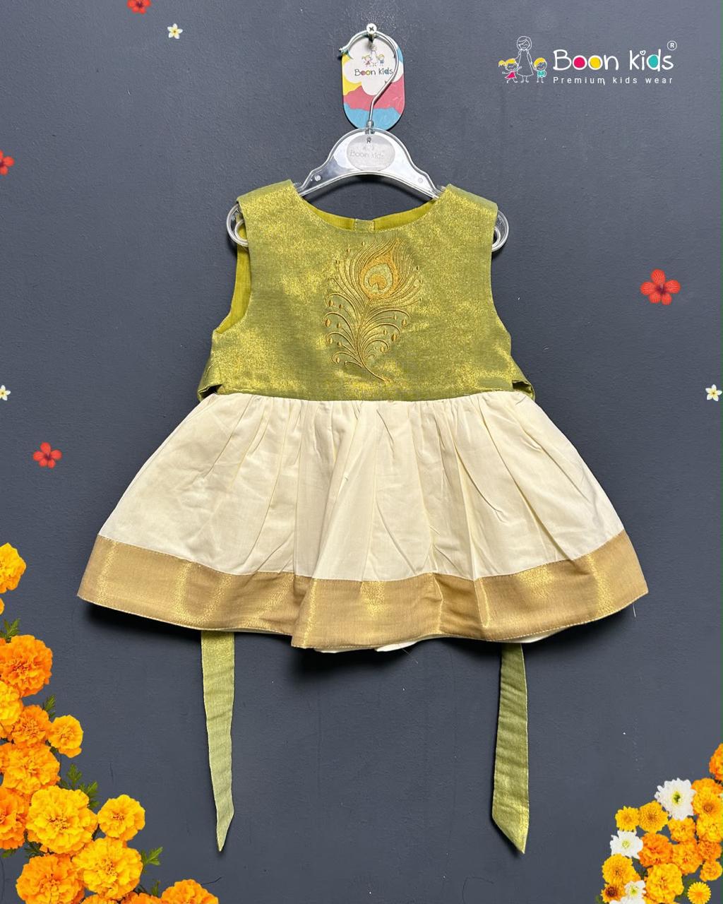 Boon Kids Girls Peacock Embroidered Traditional Party Dress