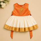 Boon Kids Girls Peacock Embroidered Traditional Party Dress