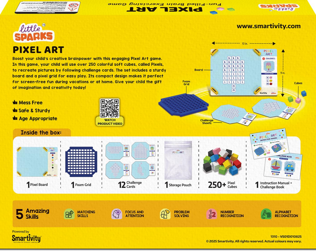 Smartivity Pixel Art Puzzle for Kids,Educational Toy,Build 40+ Creative Brain Puzzles (4-8 Years)