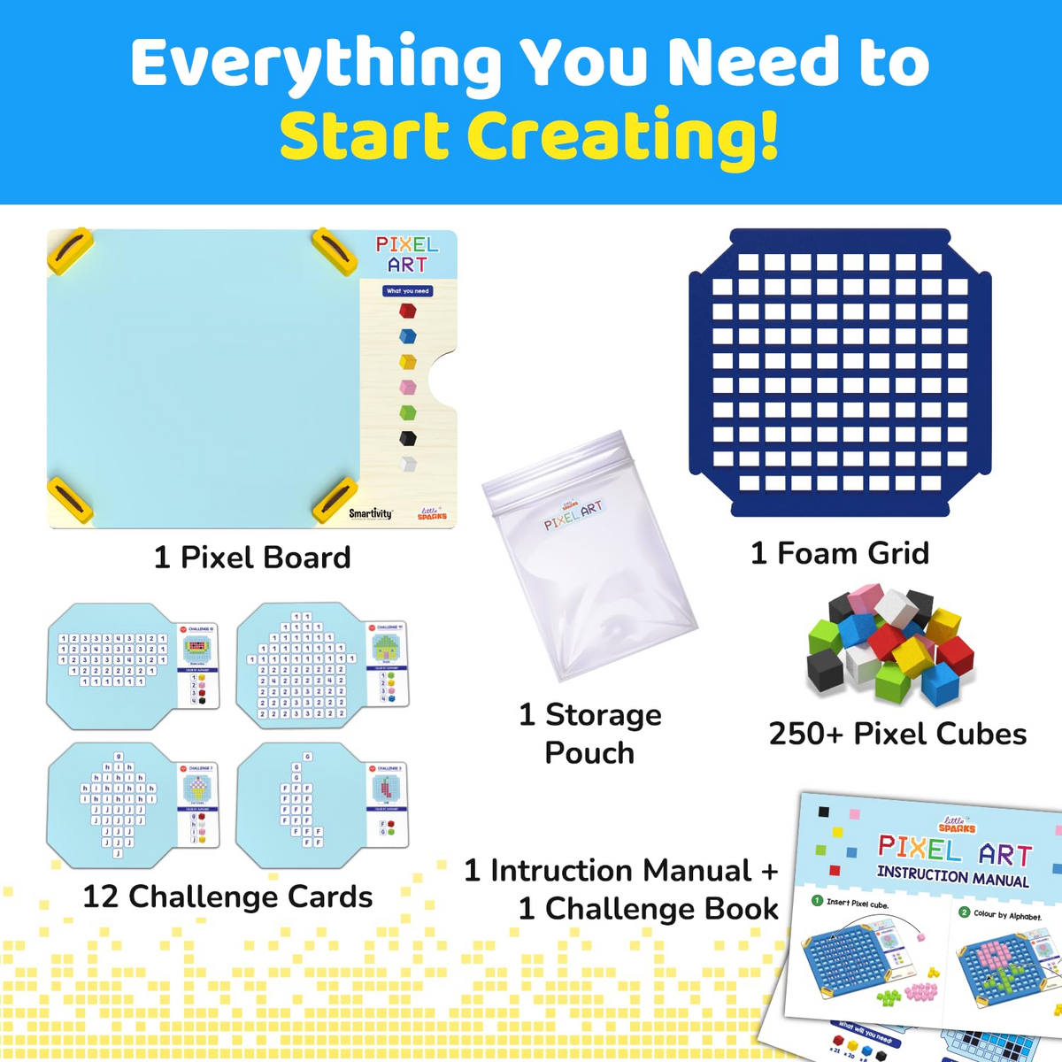 Smartivity Pixel Art Puzzle for Kids,Educational Toy,Build 40+ Creative Brain Puzzles (4-8 Years)