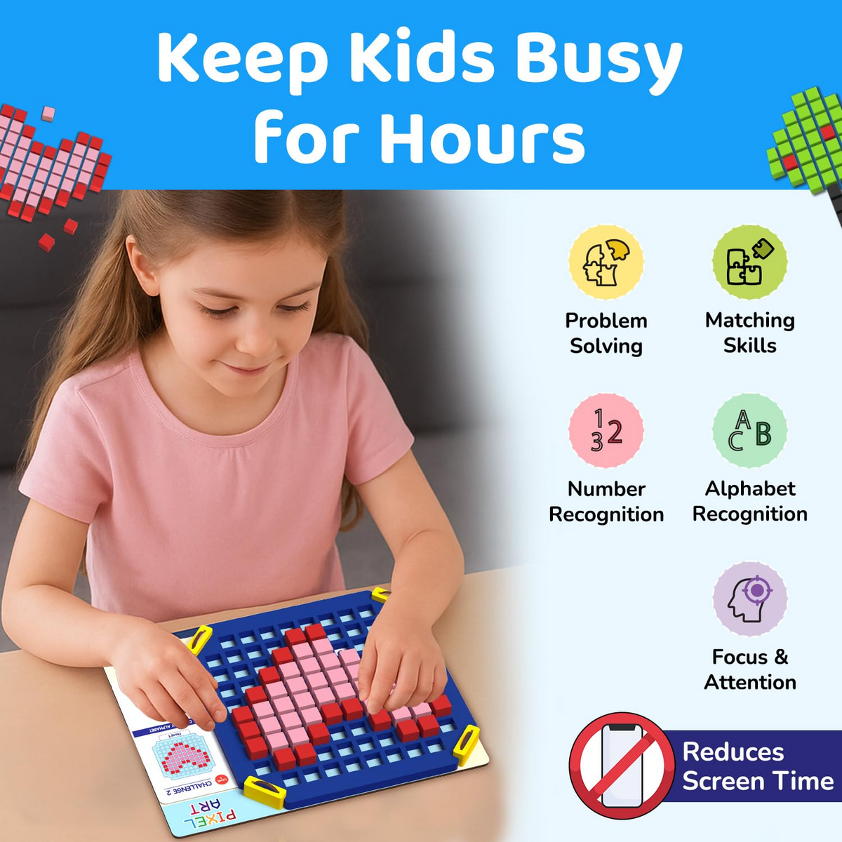 Smartivity Pixel Art Puzzle for Kids,Educational Toy,Build 40+ Creative Brain Puzzles (4-8 Years)
