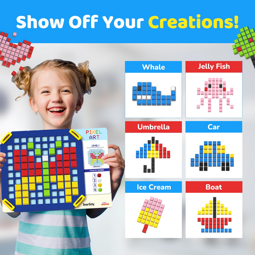 Smartivity Pixel Art Puzzle for Kids,Educational Toy,Build 40+ Creative Brain Puzzles (4-8 Years)