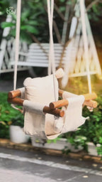 Magic Lamps Wooden Baby Hanging Swing with Cushioned Fabric Seat (0-3 Years)