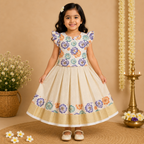 Boon Kids Floral Printed Pattu Pavada Set for Girls | Onam & Festive Wear (1-6 Years)