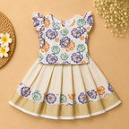 Boon Kids Floral Printed Pattu Pavada Set for Girls | Onam & Festive Wear (1-6 Years)