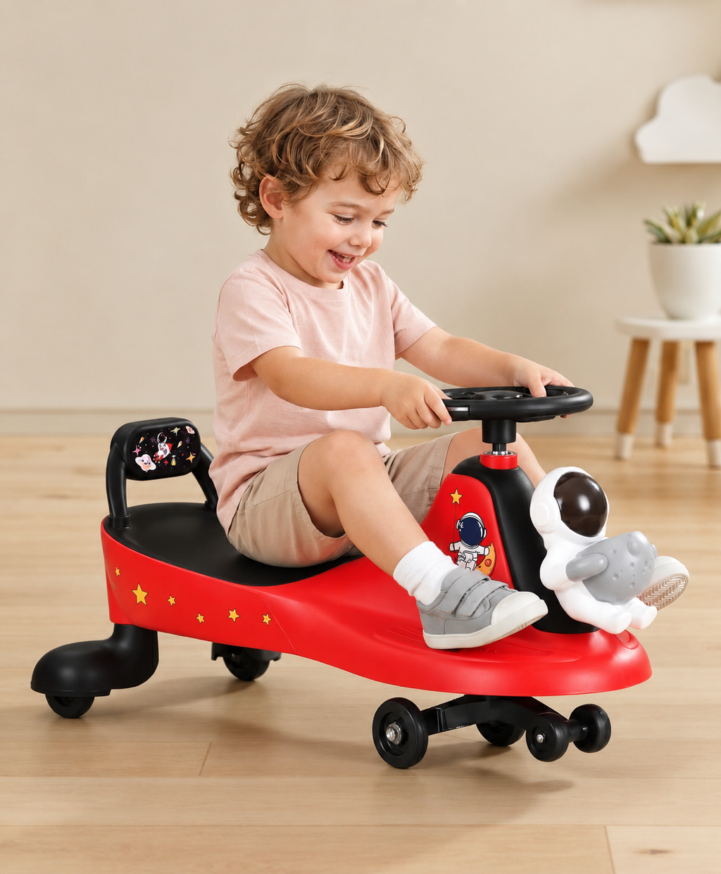 Astronaut Theme Magic Swing Car for Kids with Light & Music