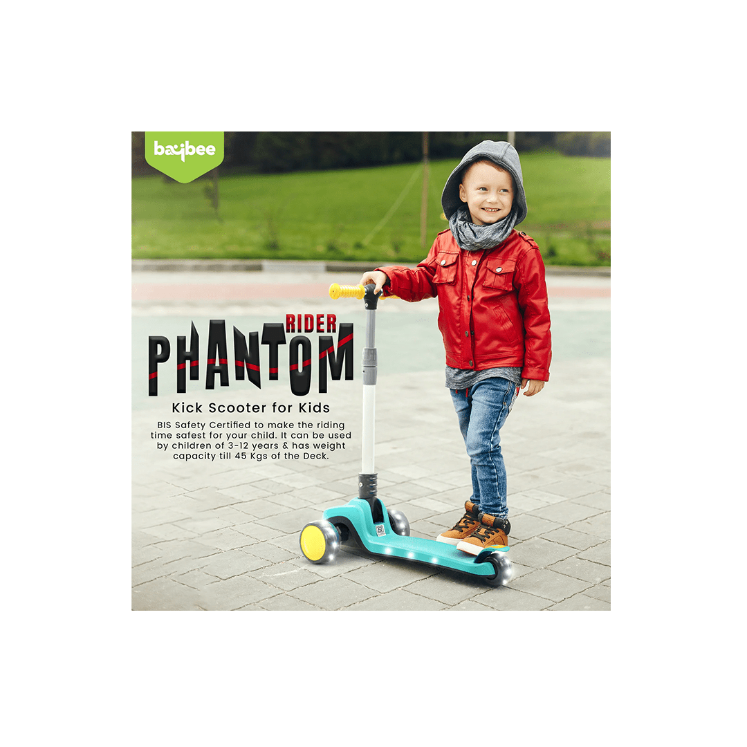 Baybee Toys Baybee Phantom Skate Scooter for Kids, Foaldble 3 Wheel Kids Scooter with 3 Height Adjustable & Music