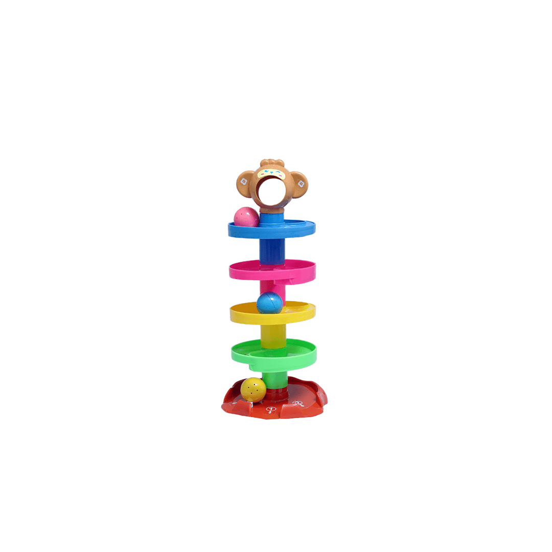 The Magic Lamps Toys 3-in-1 Learning Toy Set – Flash Card Reader, Roll Ball Monkey & Wooden Shape Stacker (1 Year+)