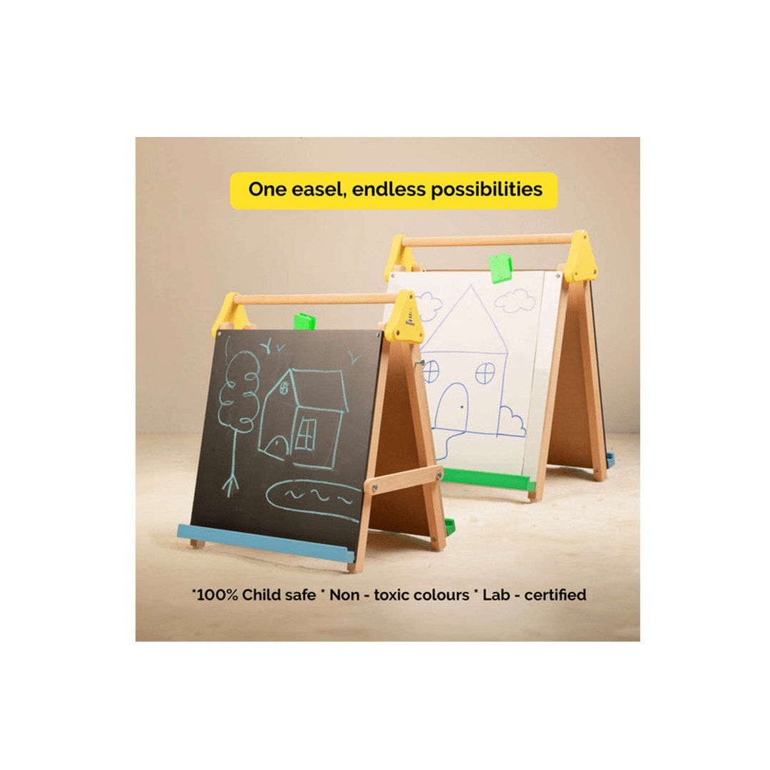 Shumee Art And Craft Kit Shumee Wooden 3-In-1 Table-Top Drawing Board/Easel For Kids With Chalkboard And Whiteboard (2 Years+)