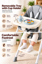 Baybee Kids High Chair with Padded Seat Removable Feeding Tray, Cup Holder & Footrest (6 Months+)