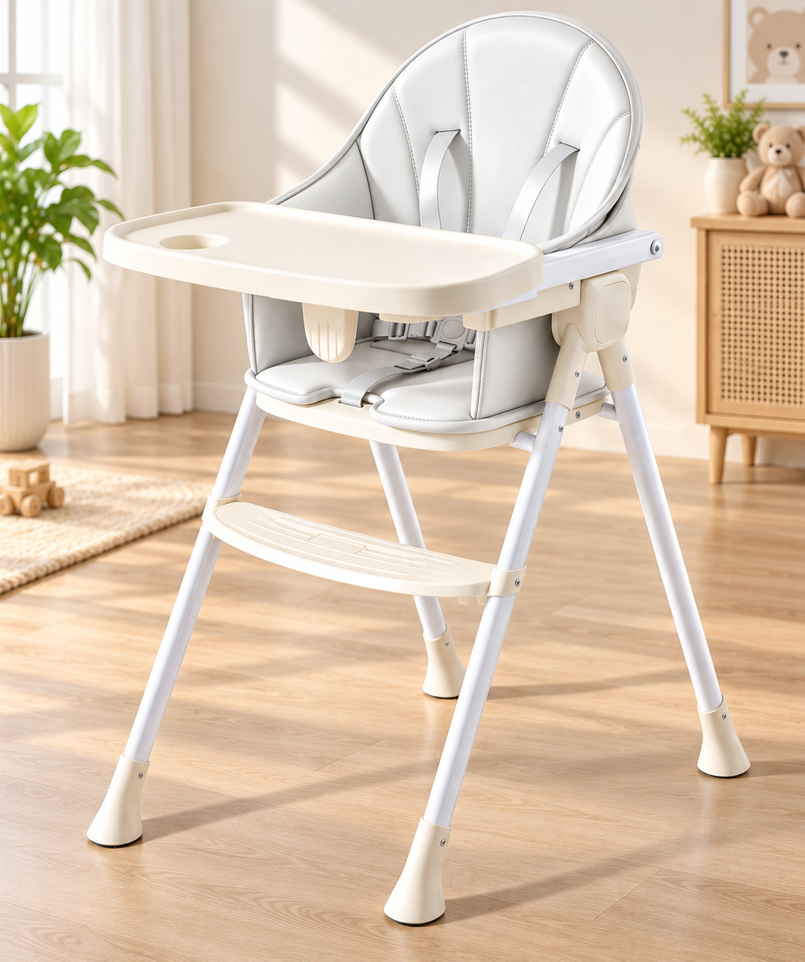Baybee Kids High Chair with Padded Seat Removable Feeding Tray, Cup Holder & Footrest (6 Months+)
