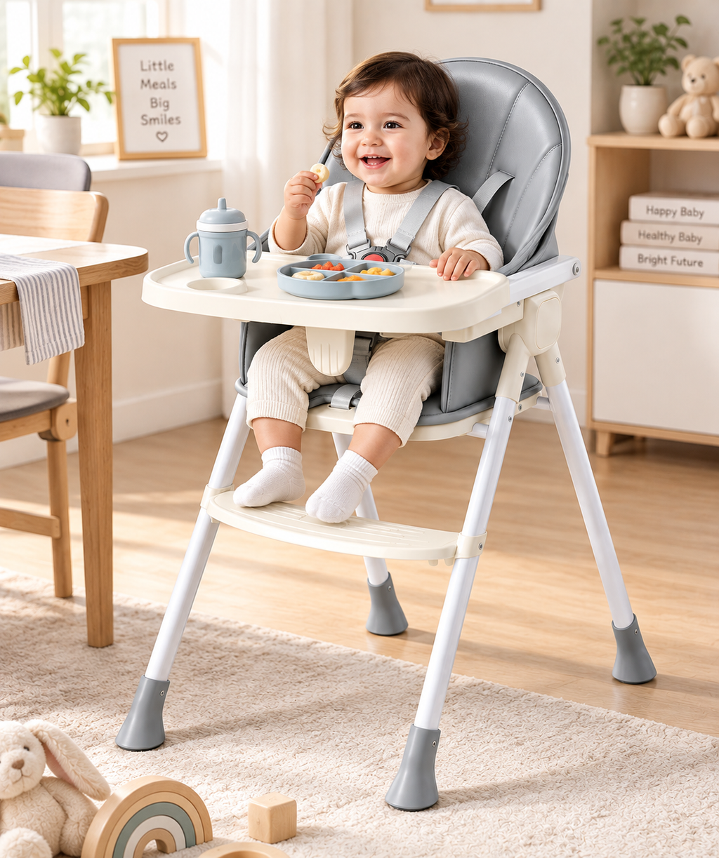 Baybee Kids High Chair with Padded Seat Removable Feeding Tray, Cup Holder & Footrest (6 Months+)