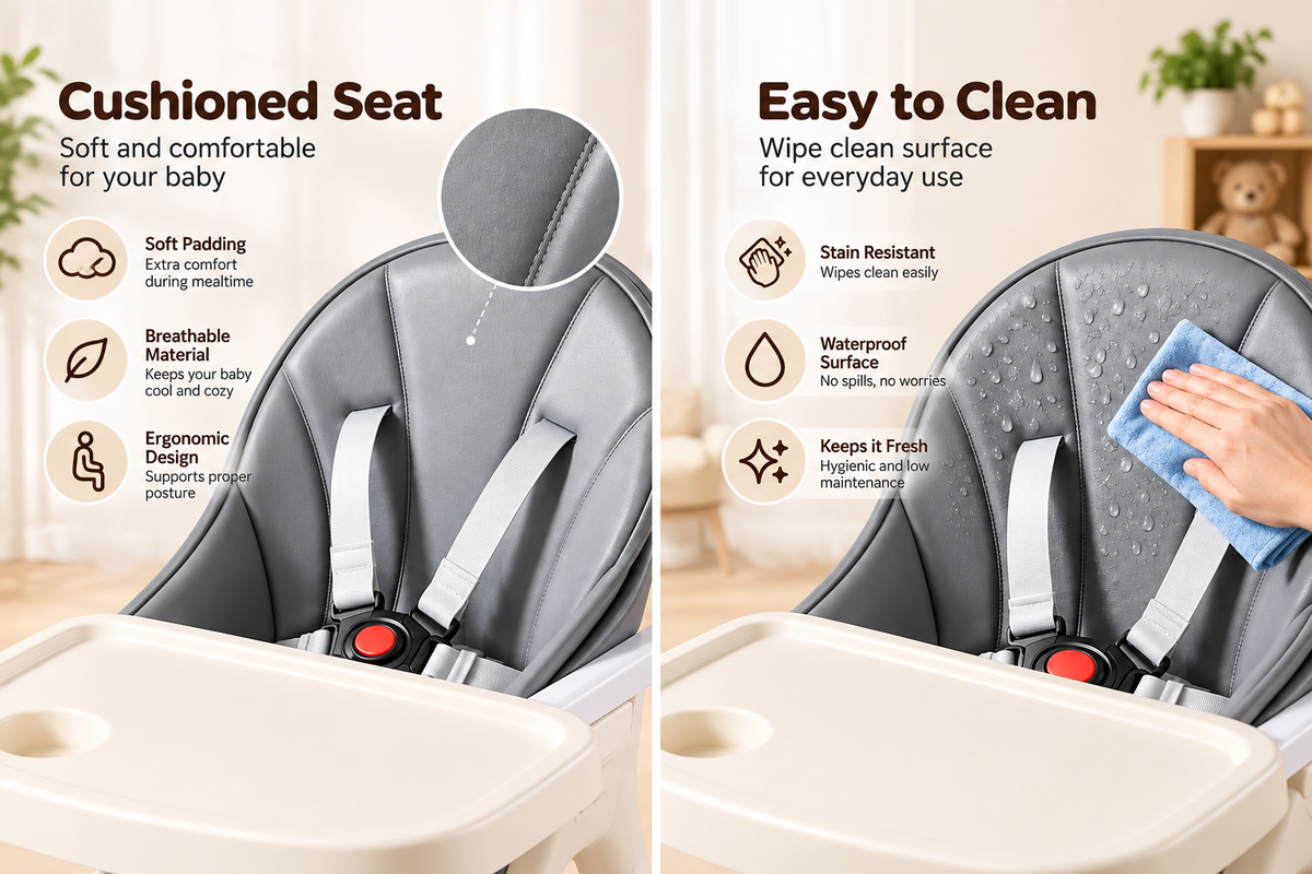 Baybee Kids High Chair with Padded Seat Removable Feeding Tray, Cup Holder & Footrest (6 Months+)