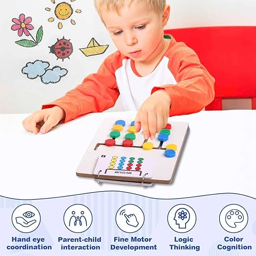 Kids Montessori Slide Puzzle | Color & Pattern Matching Learning Toys for Kids 3-8 Years |Preschool Activity Learning & Logic Brain Game | Travel Friendly Birthday Gift for Boys & Girls