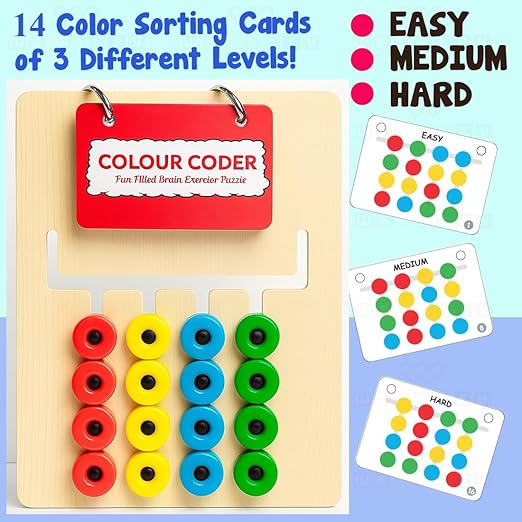 Kids Montessori Slide Puzzle | Color & Pattern Matching Learning Toys for Kids 3-8 Years |Preschool Activity Learning & Logic Brain Game | Travel Friendly Birthday Gift for Boys & Girls