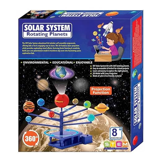 Solar System Model for Kids | 360° Rotating Planets with Light Projection | Educational Astronomy Learning Toy | DIY Space Science Kit for Boys & Girls