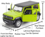 1:18 Scale Suzuki Jimny Diecast Model Car – Metal Toy Car with Openable Doors, Hood & Trunk, Pull Back Action, Realistic Miniature
