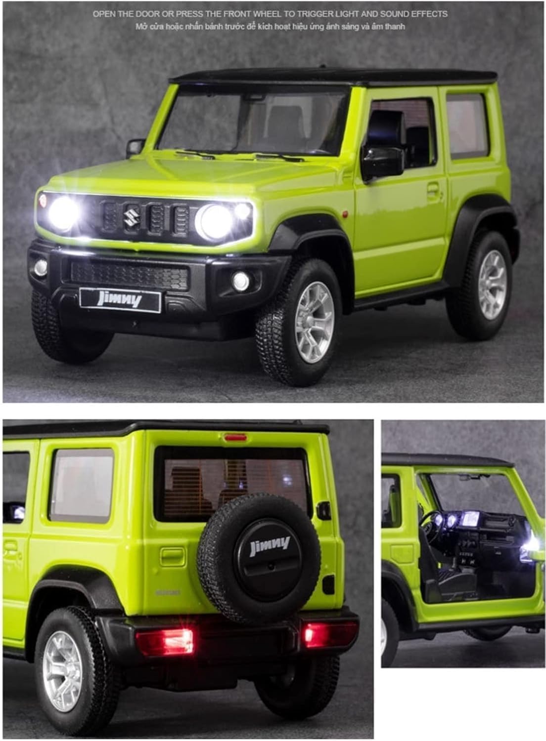1:18 Scale Suzuki Jimny Diecast Model Car – Metal Toy Car with Openable Doors, Hood & Trunk, Pull Back Action, Realistic Miniature