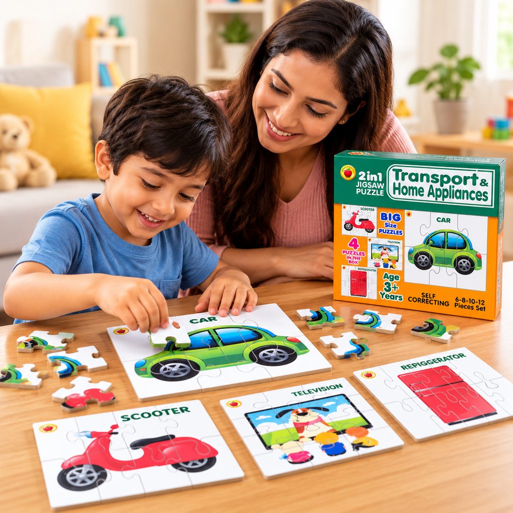 Kids 2 in 1 Jigsaw Puzzle, Problem solving, Brain Development Educational Puzzle for Kids (3 Years+)